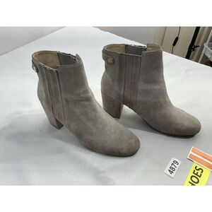 Womans Zara PullOn Ankle Boots Gray Elastic Ankle Almond Toe Block Heel 9.5/10